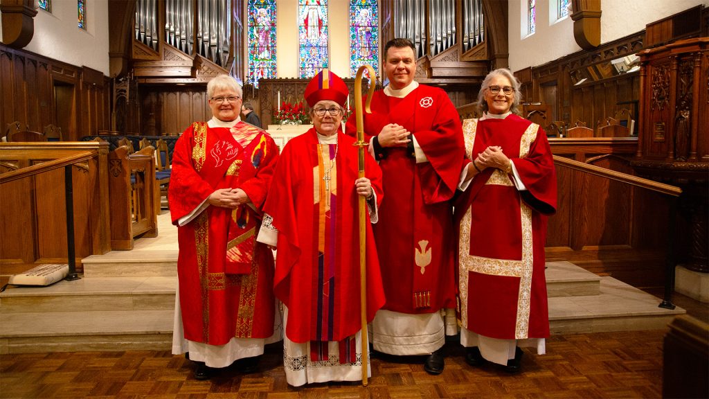 Vicky Anderson, Barbara Wegener, and Adam James for Ordination