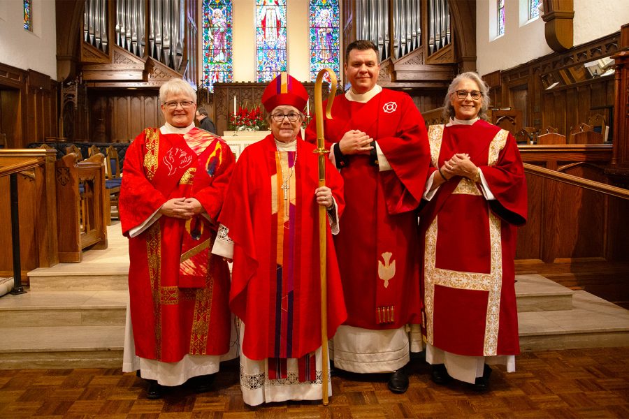 Vicky Anderson, Barbara Wegener, and Adam James for Ordination