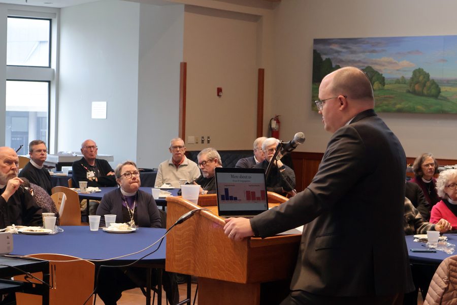 Fr. Steven King presenting to clergy