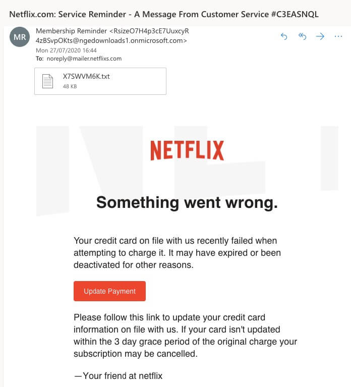 Netflix scam email